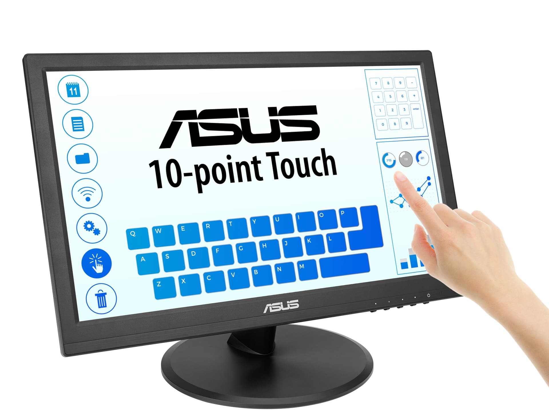 Monitor IPS LED ASUS 15.6" VT169HE, Full HD (1920 x 1080), VGA, HDMI, Touchscreen (Negru) "90LM09V1-B01170" — miniatură