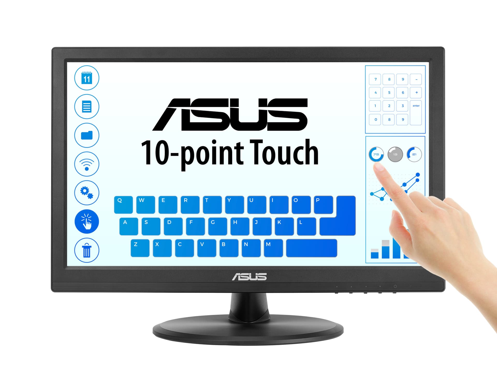 Monitor IPS LED ASUS 15.6" VT169HE, Full HD (1920 x 1080), VGA, HDMI, Touchscreen (Negru) "90LM09V1-B01170" — miniatură