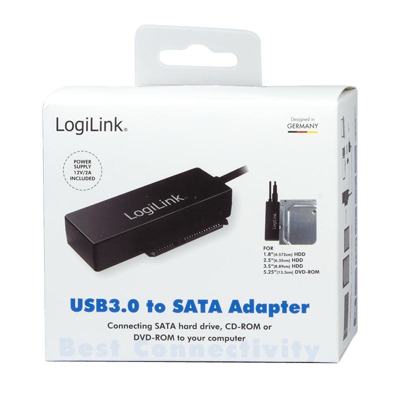 ADAPTOR LOGILINK USB 3.0 la SATA, 5Gbps, pana la HDD 10TB, alimentare ext. 12V/2A, black, "AU0050" — miniatură