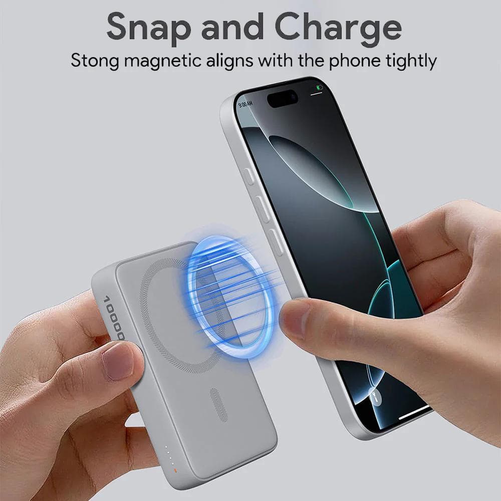 POWER BANK Aukey "PB-MS04" 10.000 mAh, 20W wireless, magnetic, 1 x USB-C, 202.8g, alb, "LLTSN1056726" - 689323790036 — miniatură