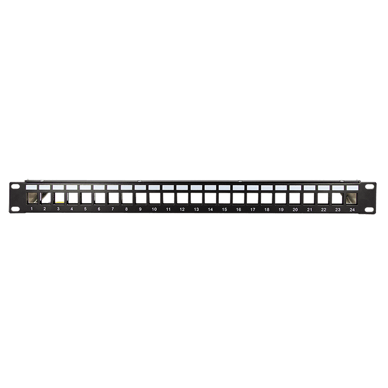 PATCH PANEL LOGILINK 24 porturi, Keystone, ecranate, 1U pentru rack 19", management cabluri spate, M6 kit montare, black, "NK4058" — miniatură