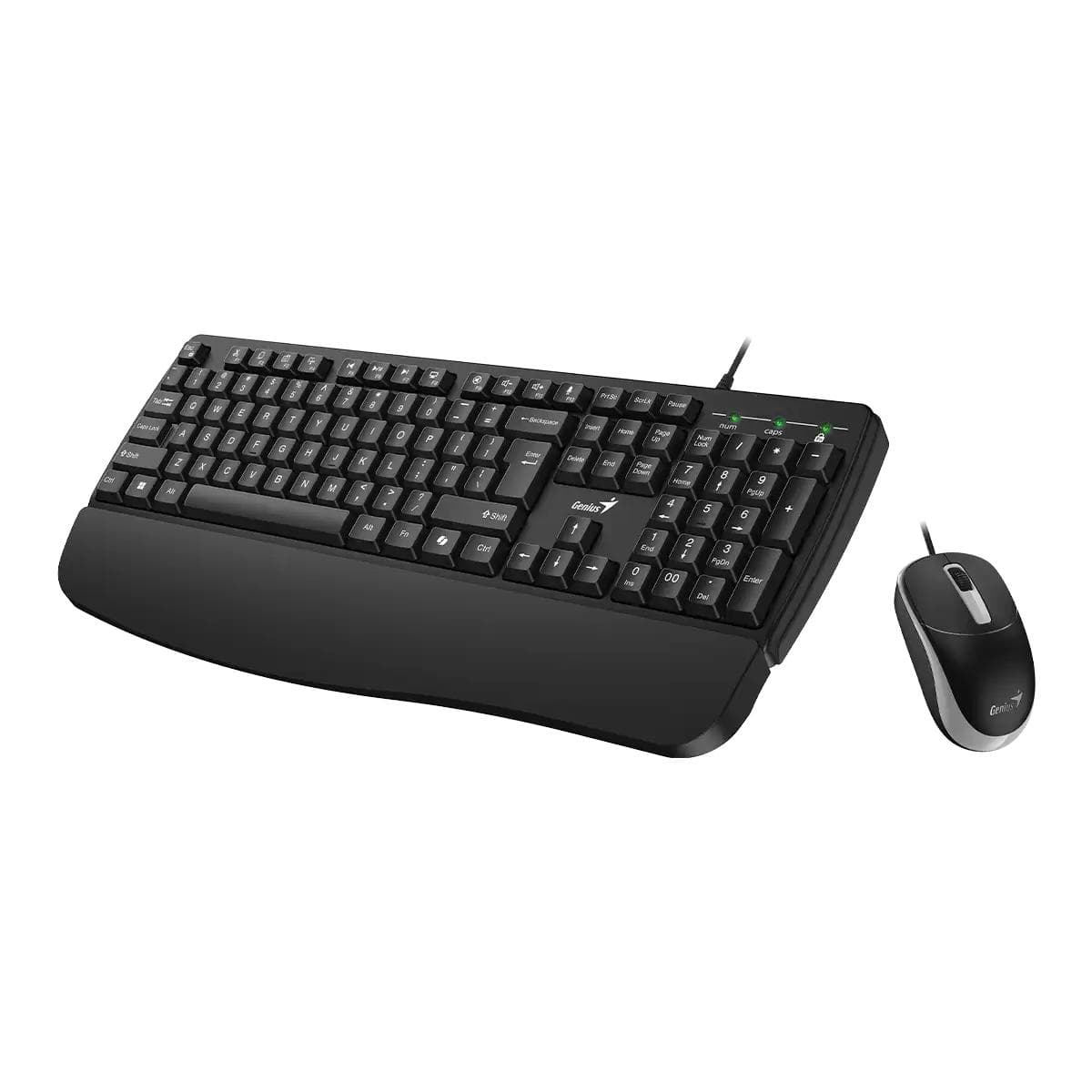 KIT wired GENIUS USB, tastatura 104 taste (concave) + mouse optic 1200dpi, 3 butoane, palm rest, cablu 1.5m, black, "KM-123" "31330013400" — miniatură