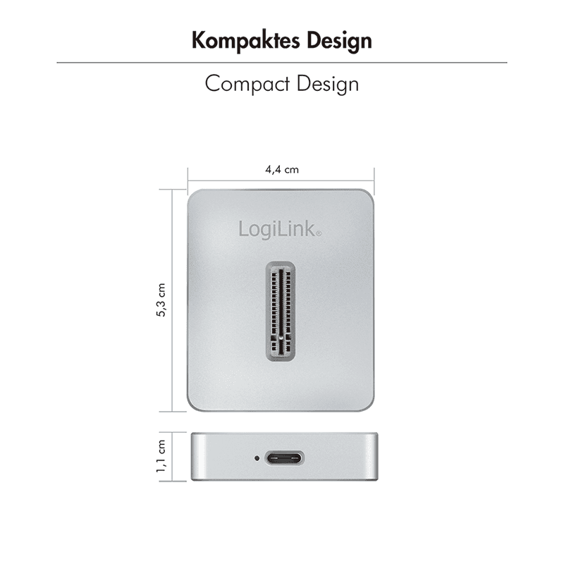 HDD DOCKING Station LOGILINK M.2 NVMe (PCIe), conectare PC USB TYPE-C 3.2 + adaptor USB-A, slot 1 x M Key 2230/2242/2260/2280/22110 mm, argintiu, "QP0034" — miniatură
