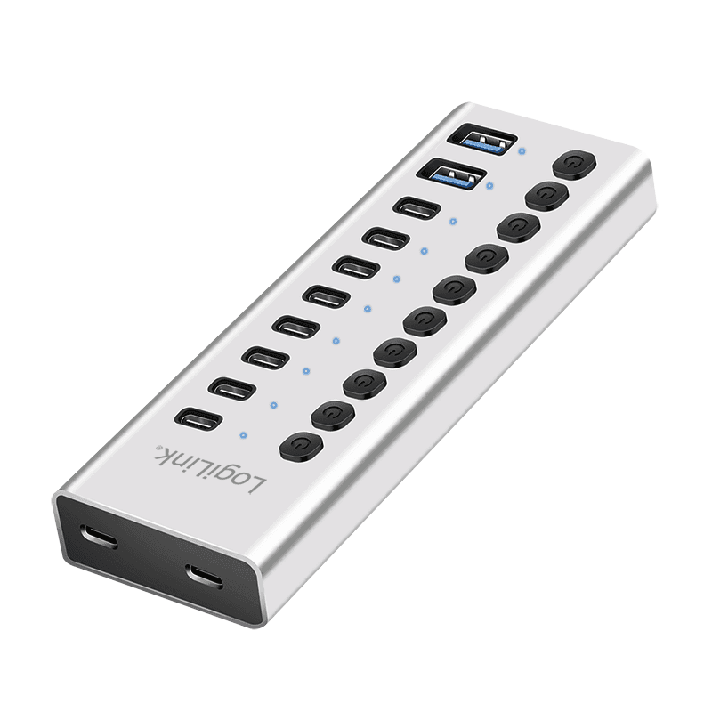HUB extern LOGILINK, porturi USB: USB 3.0 x 10, conectare prin USB-C 3.0, metal, argintiu, "UA0448"