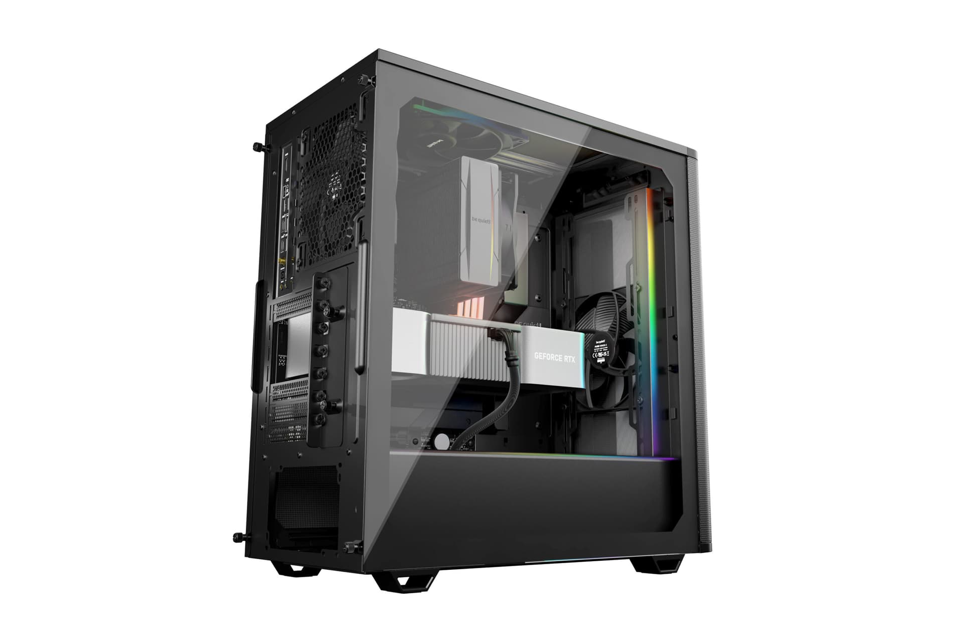 CARCASA be quiet "PURE BASE 501 DX", middle tower, gaming, fara sursa, suporta 6xfan, 3xfan inclus, PSU shroud, USB Type-C x 1, USBx2, audio+mic, 7 sloturi expansiune, negru, "BGW76" — miniatură