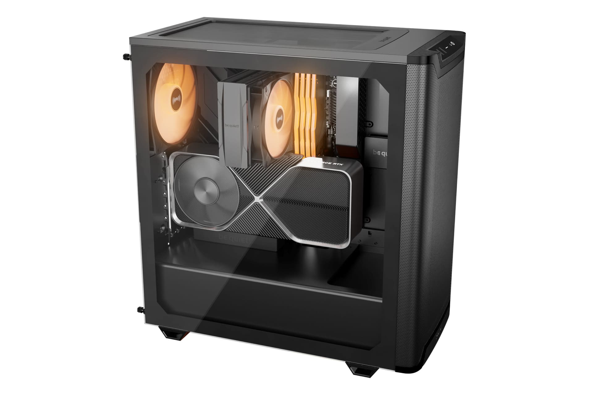 CARCASA be quiet "PURE BASE 501 DX", middle tower, gaming, fara sursa, suporta 6xfan, 3xfan inclus, PSU shroud, USB Type-C x 1, USBx2, audio+mic, 7 sloturi expansiune, negru, "BGW76" — miniatură