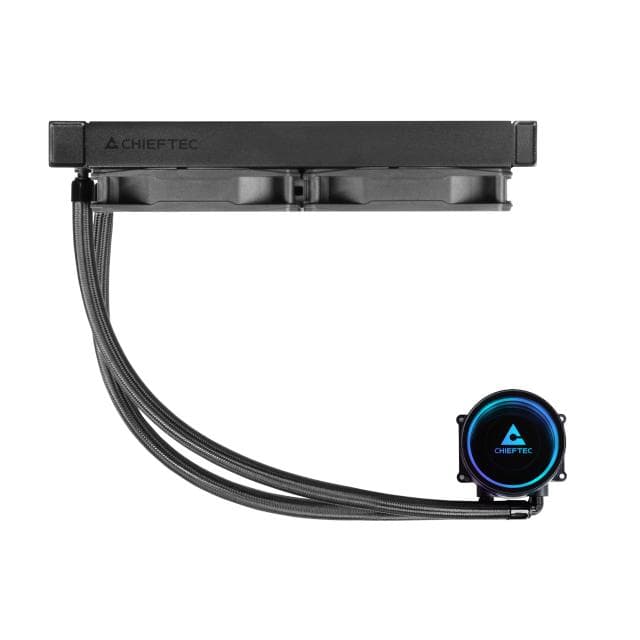 COOLER Chieftec "Iceberg 240 Dark", skt. Intel si AMD, racire cu lichid, 2 x 120mm, 500 - 2200 RPM, iluminare RGB - infinity mirror cooling block, negru "CLC-240-BLK" — miniatură