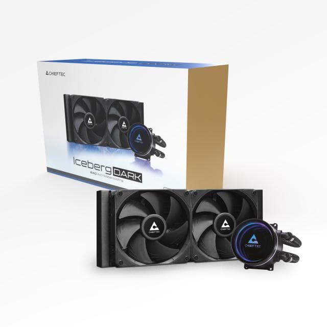 COOLER Chieftec "Iceberg 240 Dark", skt. Intel si AMD, racire cu lichid, 2 x 120mm, 500 - 2200 RPM, iluminare RGB - infinity mirror cooling block, negru "CLC-240-BLK" — miniatură