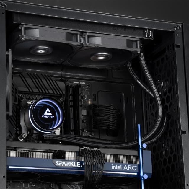 COOLER Chieftec "Iceberg 240 Dark", skt. Intel si AMD, racire cu lichid, 2 x 120mm, 500 - 2200 RPM, iluminare RGB - infinity mirror cooling block, negru "CLC-240-BLK" — miniatură