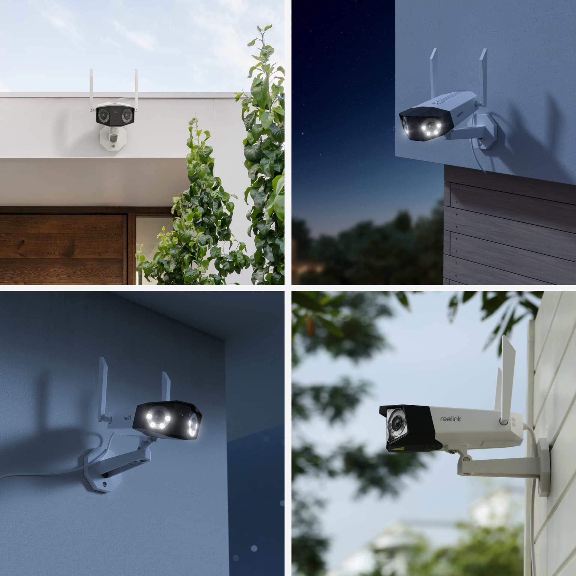 Camera supraveghere IP exterior Reolink Duo WiFi W730, 8MP, unghi vizual 180 grade, slot card, lumina alba/IR 30 m, detectie oameni/vehicule, microfon, difuzor (Alb) "Duo Series W730" — miniatură
