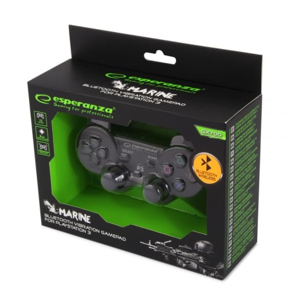 Gamepad Esperanza Marine EGG109K cu vibratii Bluetooth PS3 Negru "EGG109K" — miniatură