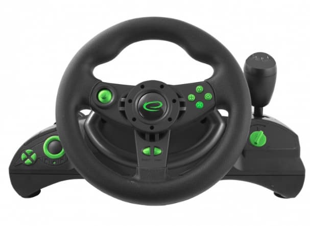 Volan cu pedale Esperanza Nitro EGW102 PC/PS3 Usb Negru/Verde "EGW102" — miniatură