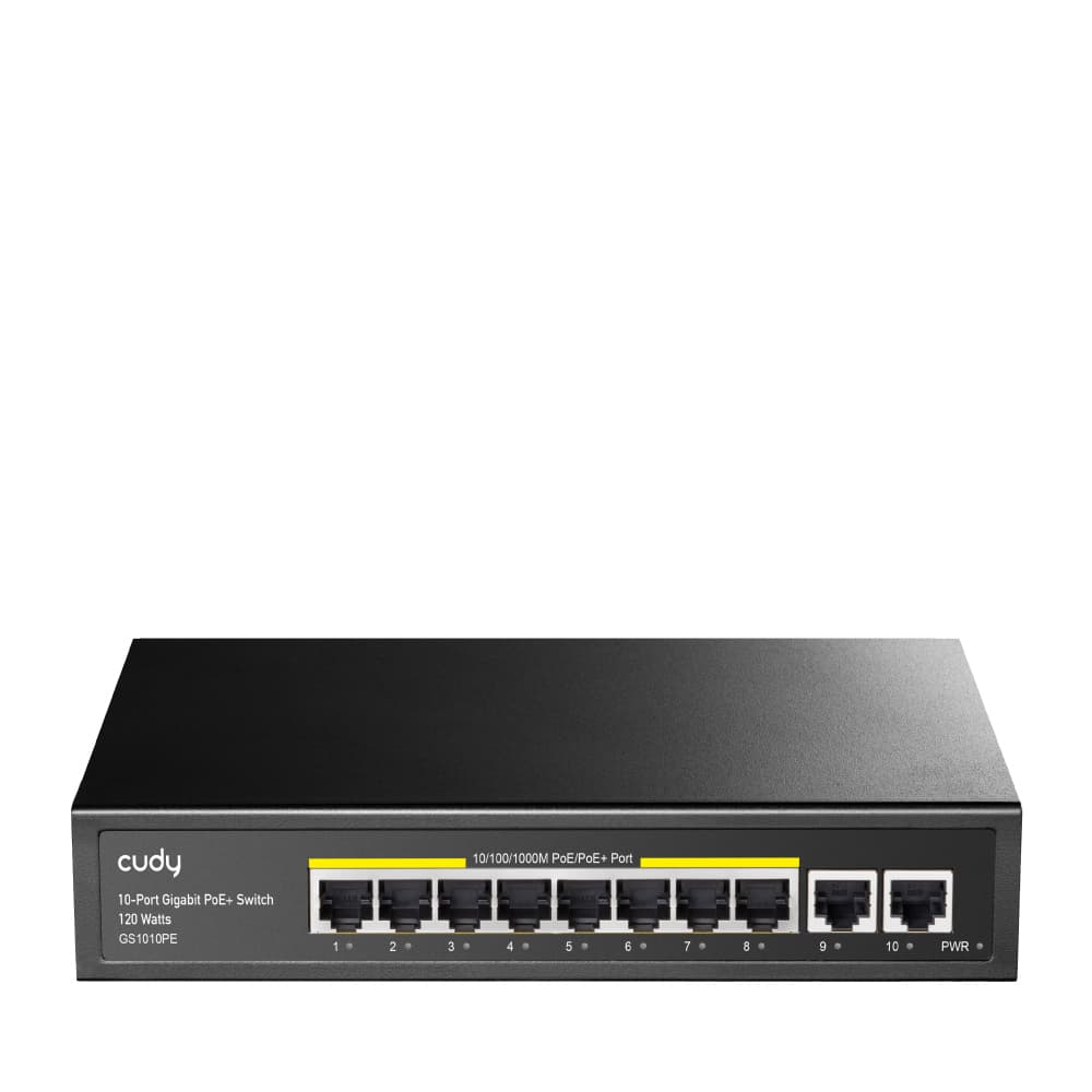 Switch Cudy GS1010PE, 10 porturi, 10/100/1000, PoE 120W, 2 x porturi Uplink "GS1010PE"