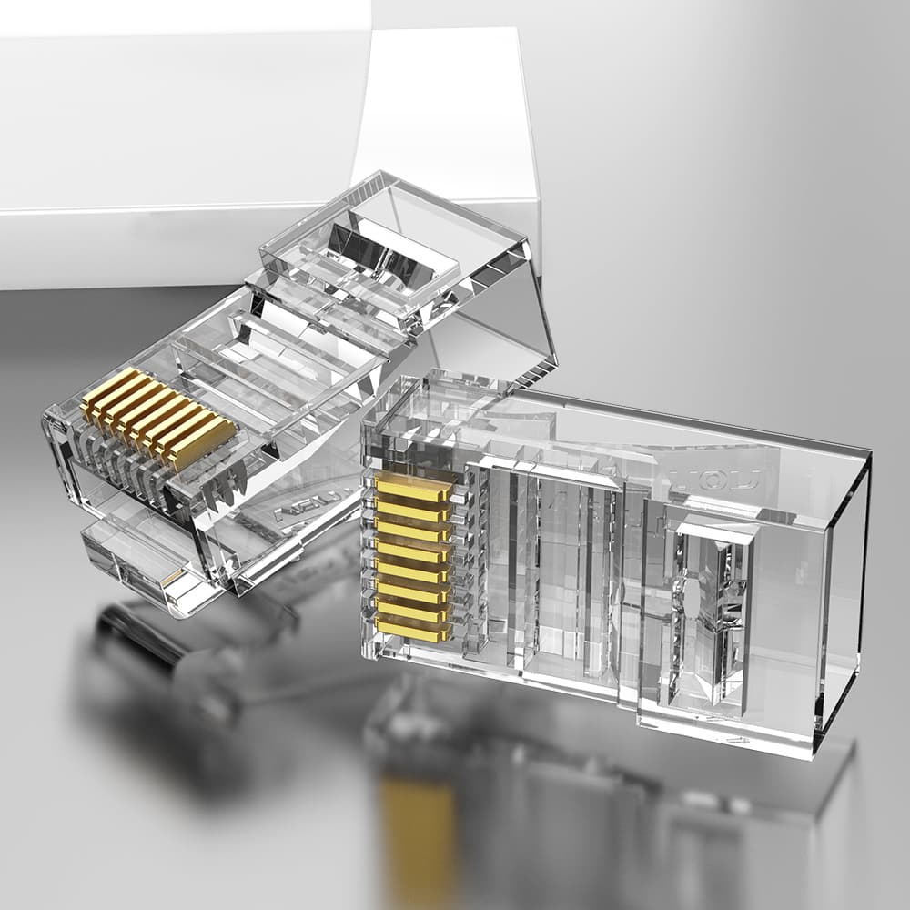 Mufe RJ45 UTP Vention, Cat. 5e, 100 buc per punga, AWG 23-26, conectori auriti, transparent, "IDBR0-100" - 6922794744141 — miniatură