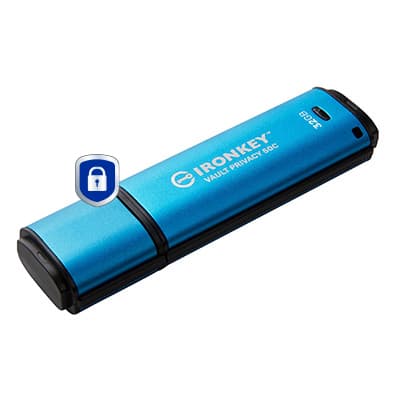 Stick USB Kingston IronKey Vault Privacy 50C, 32GB, USB-C (Albastru) "IKVP50C/32GB" — miniatură