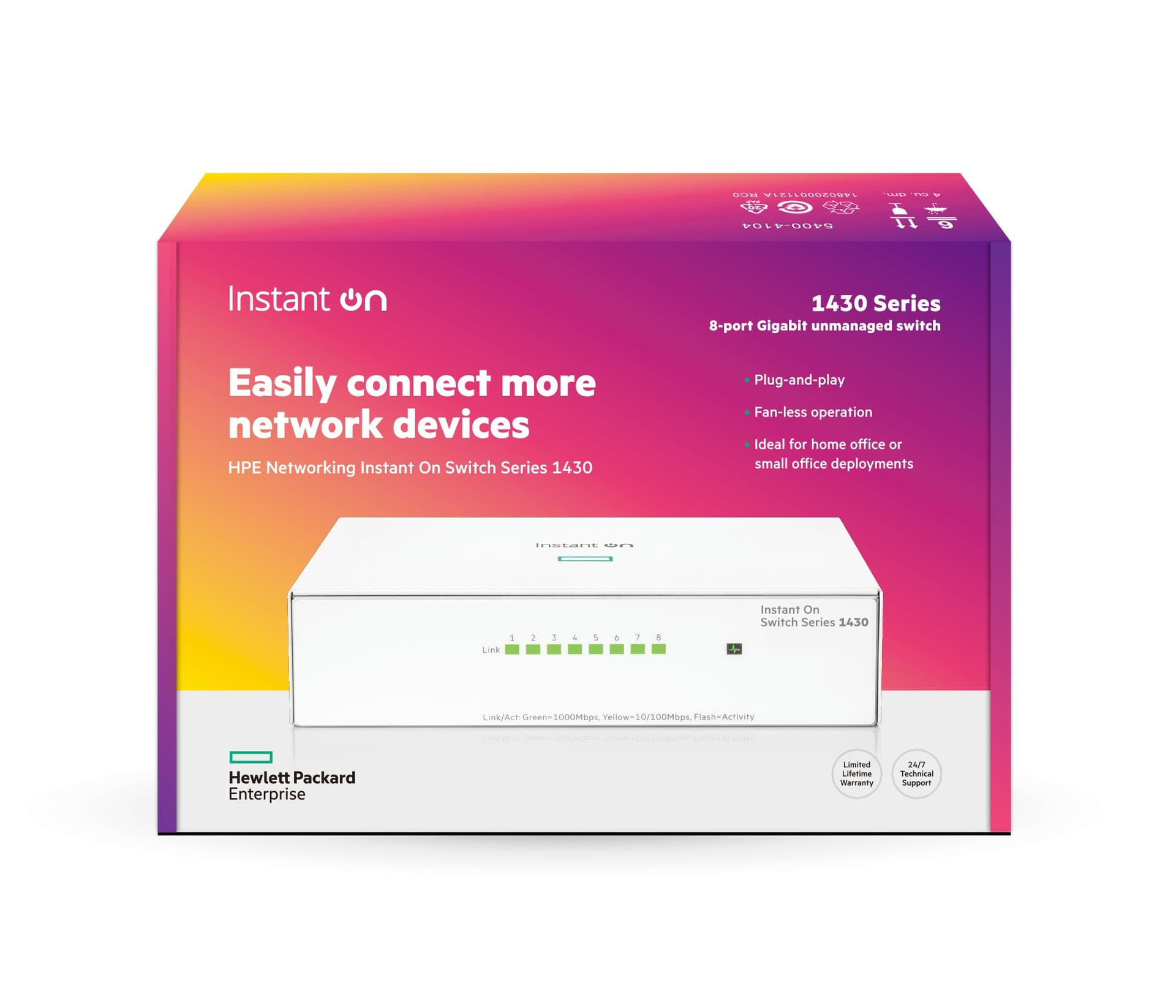 NET SWITCH 8PORT 1000M/1430 R8R45A#ABB ARUBA BY HPE "R8R45A#ABB"