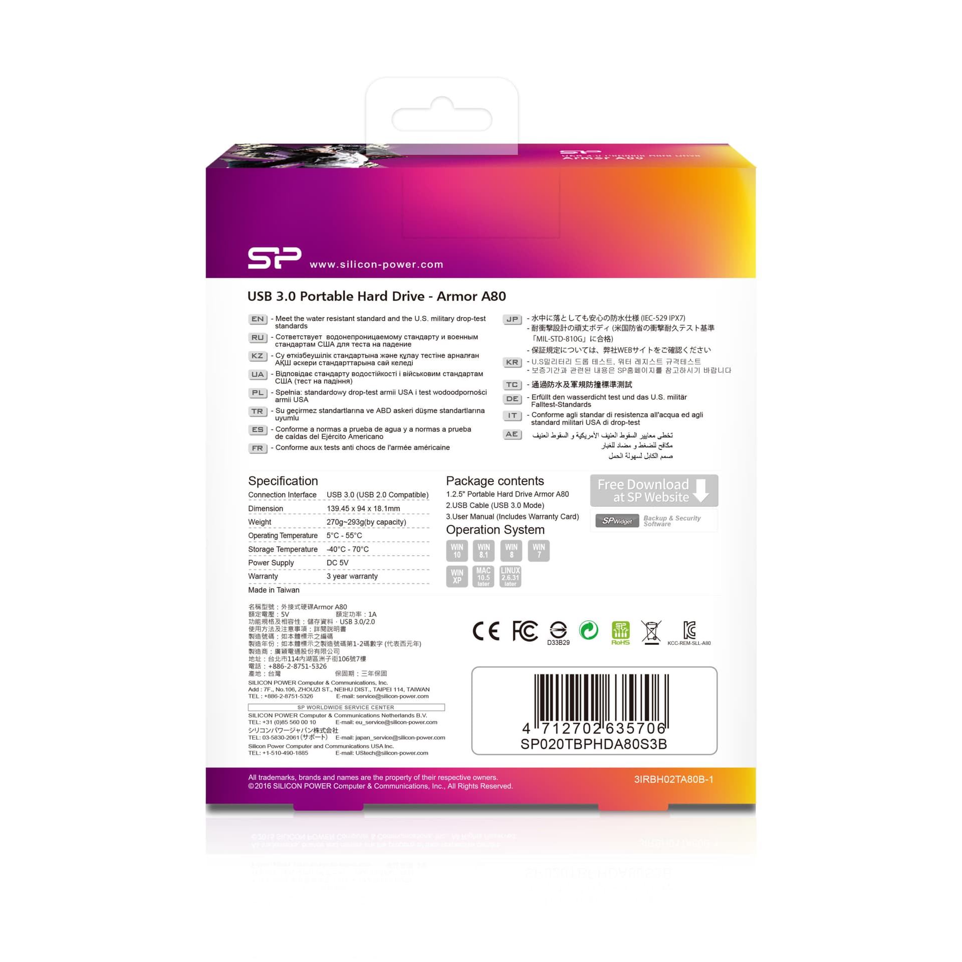 HDD Extern Silicon Power Armor A80, 2TB, USB 3.0 (Albastru) "SP020TBPHDA80S3B" — miniatură