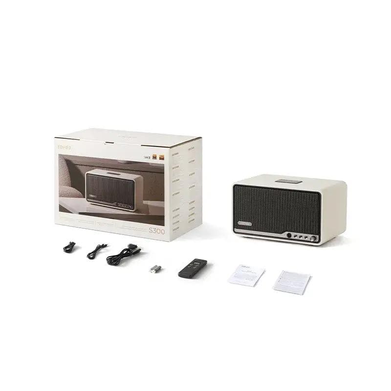 BOXE EDIFIER desktop bluetooth, RMS: 80W (2 x 15W, 1 x 50W), Bluetooth 5.4, AUX, Wi-Fi, USB-C, ivory, "S300-IV" — miniatură