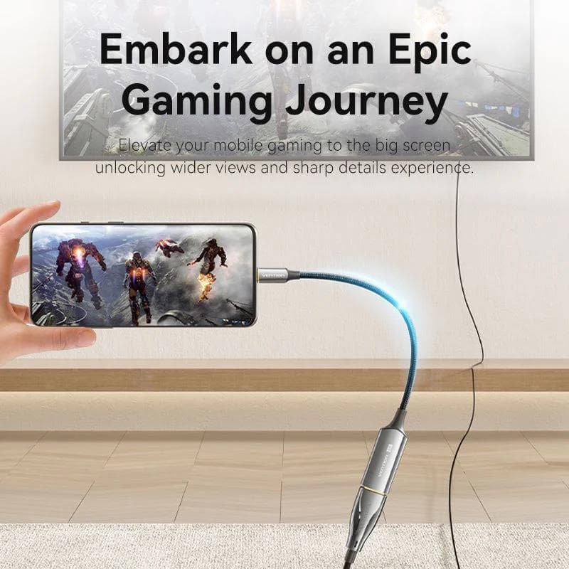 Adaptor video Vention, USB-C (T) la HDMI (M), 0.25m, rezolutie 4K la 60Hz, conectori auriti, gri, "CREBC" - 6922794776968 — miniatură