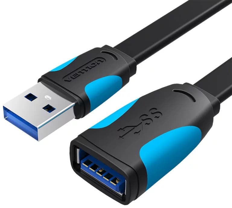 Cablu USB prelungitor Vention, 1m, USB 3.0 (T) la USB 3.0 (M), PVC, plat, negru, "VAS-A13-B100" -6922794719378