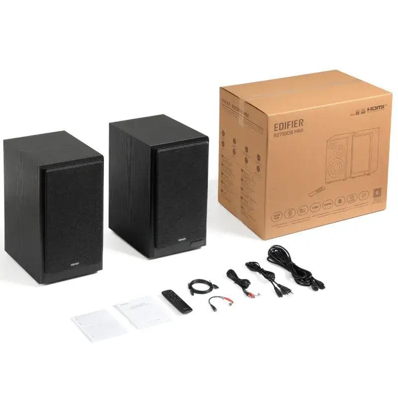 BOXE EDIFIER 2.0, RMS: 144W (2 x 12W, 2 x 20W, 2 x 40W), bluetooth 6.0, telecomanda wireless, volum, bass, treble, HDMI eARC, Optical, Coax, LineIn, sub-out, black,"R2750DBMKII-BK" — miniatură