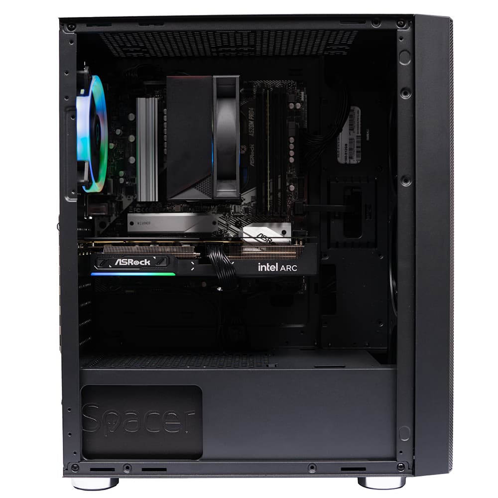 Sistem Destop PC Spacer Assault, AMD Ryzen 5 5500, 16 GB DDR4, 512 GB SSD, INTEL ARC B580 CHALLENGER 12GB OC, No Os, Negru, "SPACER-Assault-22" — miniatură