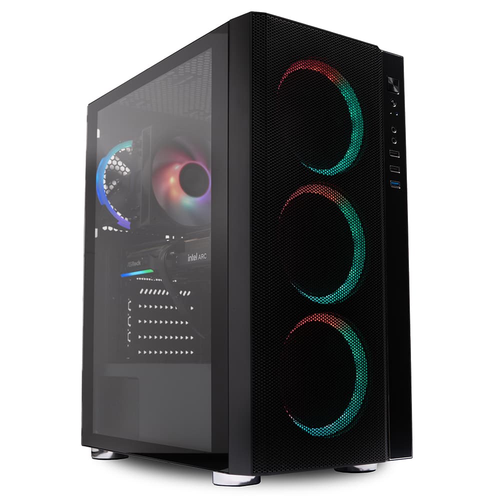 Sistem Destop PC Spacer IronFist, Intel i5-12400F, 16 GB DDR4, 512 GB SSD, INTEL ARC B580 CHALLENGER 12GB OC, No Os, Negru, "SPACER-IronFist-21"