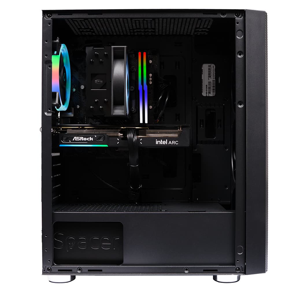 Sistem Destop PC Spacer IronFist, Intel i5-12400F, 16 GB DDR4, 512 GB SSD, INTEL ARC B580 CHALLENGER 12GB OC, No Os, Negru, "SPACER-IronFist-21" — miniatură