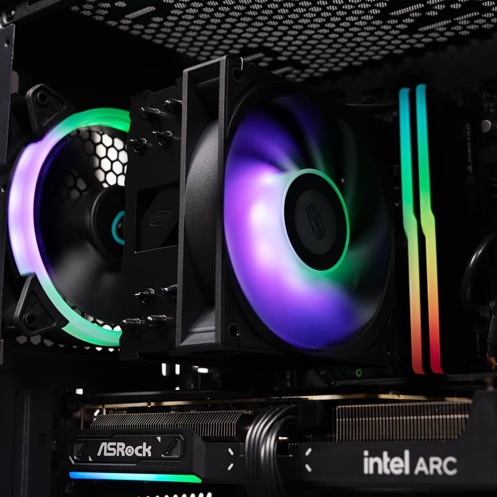 Sistem Destop PC Spacer IronFist, Intel i5-12400F, 16 GB DDR4, 512 GB SSD, INTEL ARC B580 CHALLENGER 12GB OC, No Os, Negru, "SPACER-IronFist-21" — miniatură