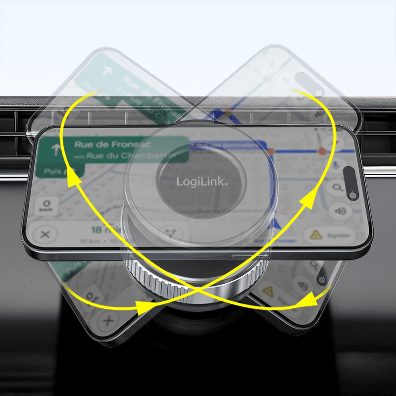 CAR HOLDER LOGILINK, magnetic, blocare prin rasucire si ventuza, rotire 360 grade, multi-suprafete, negru, "AA0197" — miniatură