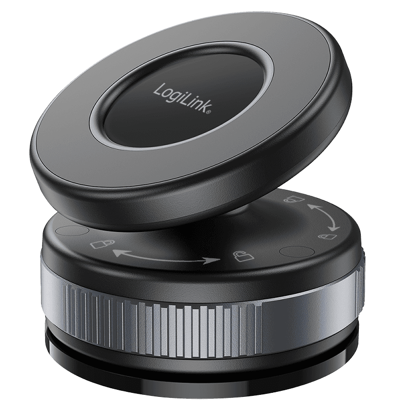 CAR HOLDER LOGILINK, magnetic, blocare prin rasucire si ventuza, rotire 360 grade, multi-suprafete, negru, "AA0197"