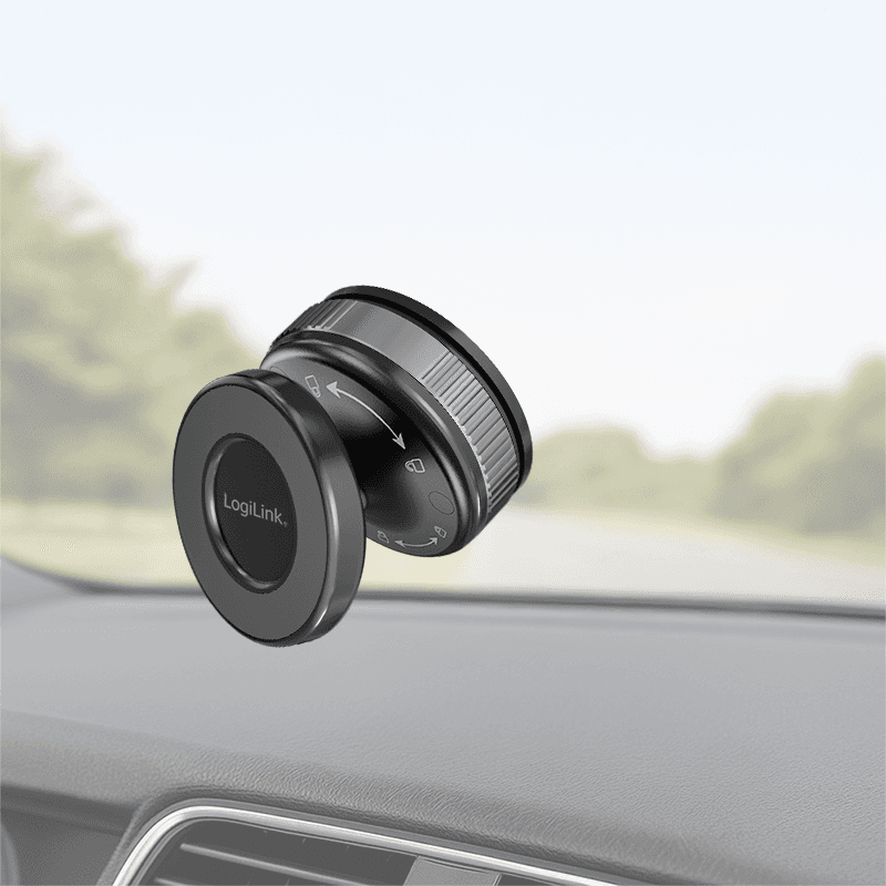 CAR HOLDER LOGILINK, magnetic, blocare prin rasucire si ventuza, rotire 360 grade, multi-suprafete, negru, "AA0197" — miniatură