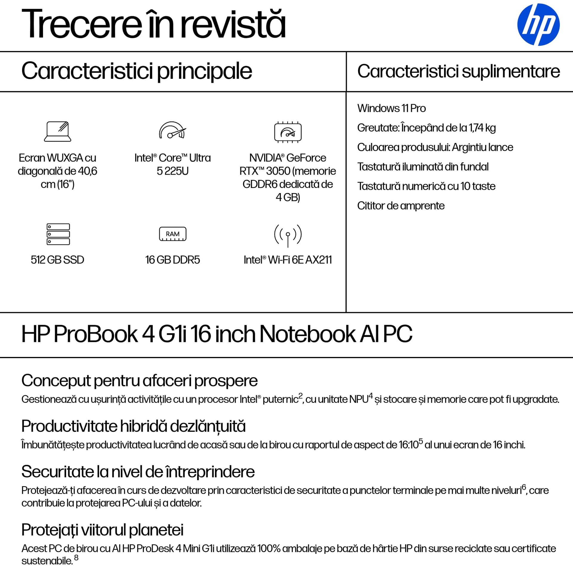 NB PB 4 G1I AI CU5-225H 16"/16/512GB W11P AD2L3ET HP "AD2L3ET" — miniatură