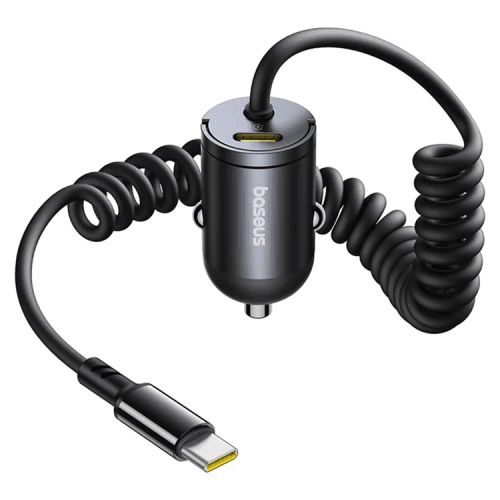 INCARCATOR auto Baseus Tiny Star, Quick Charge 30W, 1 x USB Type-C 12V/2.5A, cablu USB Type-C integrat, negru "C00035001121-00" - 6932172677213