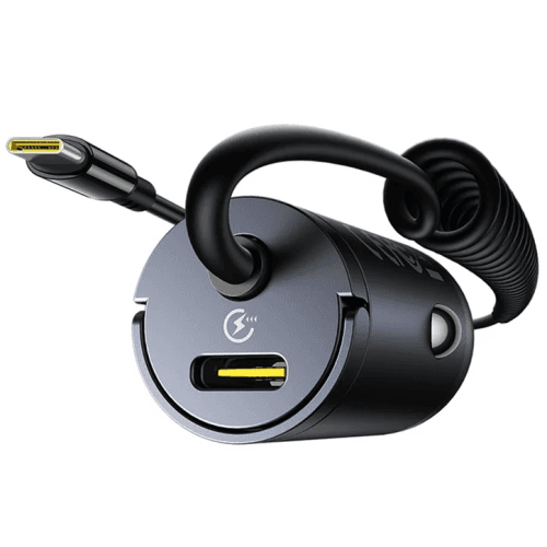 INCARCATOR auto Baseus Tiny Star, Quick Charge 30W, 1 x USB Type-C 12V/2.5A, cablu USB Type-C integrat, negru "C00035001121-00" - 6932172677213 — miniatură