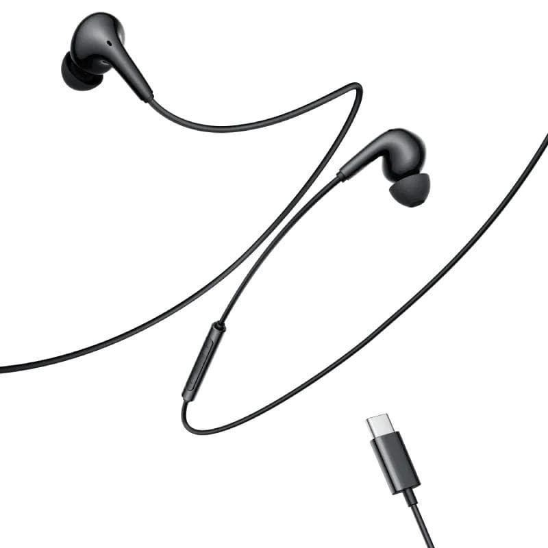 CASTI Edifier, cu fir, intraauriculare - butoni, pt smartphone, microfon pe fir, conectare prin USB-C, buton in-line, negru, "P230-BK" — miniatură