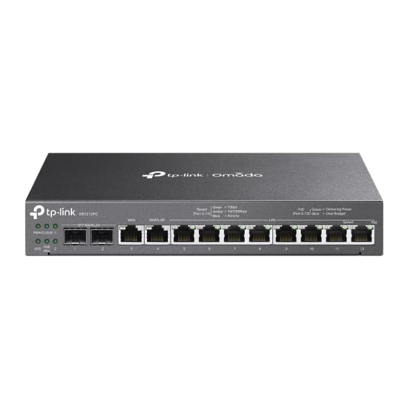 ROUTER TP-LINK wired Gigabit, 2× Gigabit SFP WAN/LAN ports, 1× Gigabit RJ45 WAN port, and 1× Gigabit RJ45 WAN/LAN port, Omada 3-in-1 Gigabit VPN Router "ER7212PC"