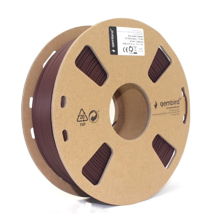 FILAMENT GEMBIRD pt. imprimanta 3d, PLA, 1.75mm diamentru, 1Kg / bobina, aprox. 330m, topire 190-220 grC, brown, "3DP-PLA1.75-01-BR" — miniatură