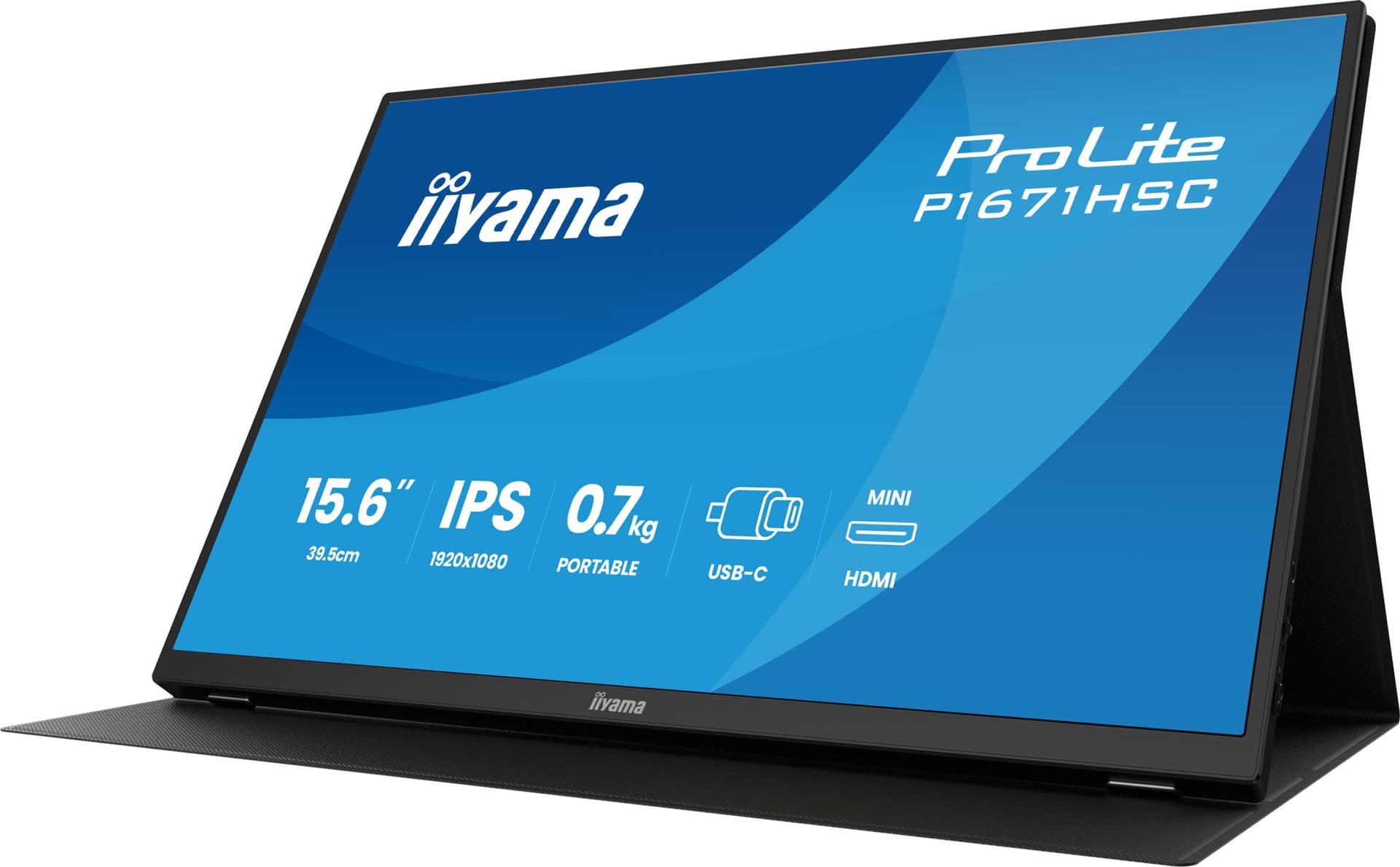 Monitor Portabil IPS LED Iiyama 15.6" P1671HSC-B1, Full HD (1920 x 1080), Mini HDMI (Negru) "P1671HSC-B1" — miniatură