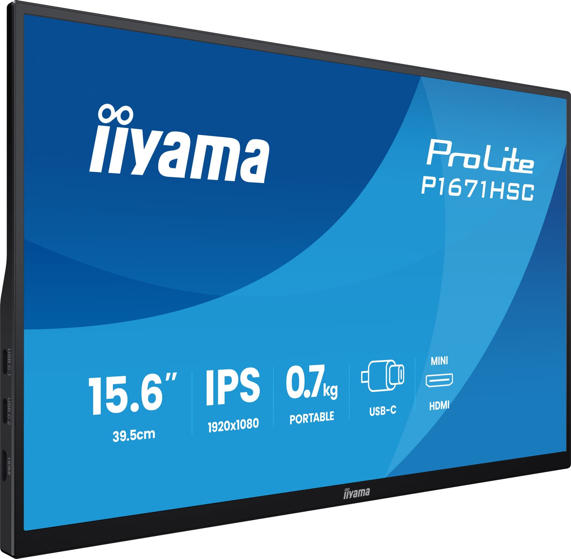 Monitor Portabil IPS LED Iiyama 15.6" P1671HSC-B1, Full HD (1920 x 1080), Mini HDMI (Negru) "P1671HSC-B1" — miniatură