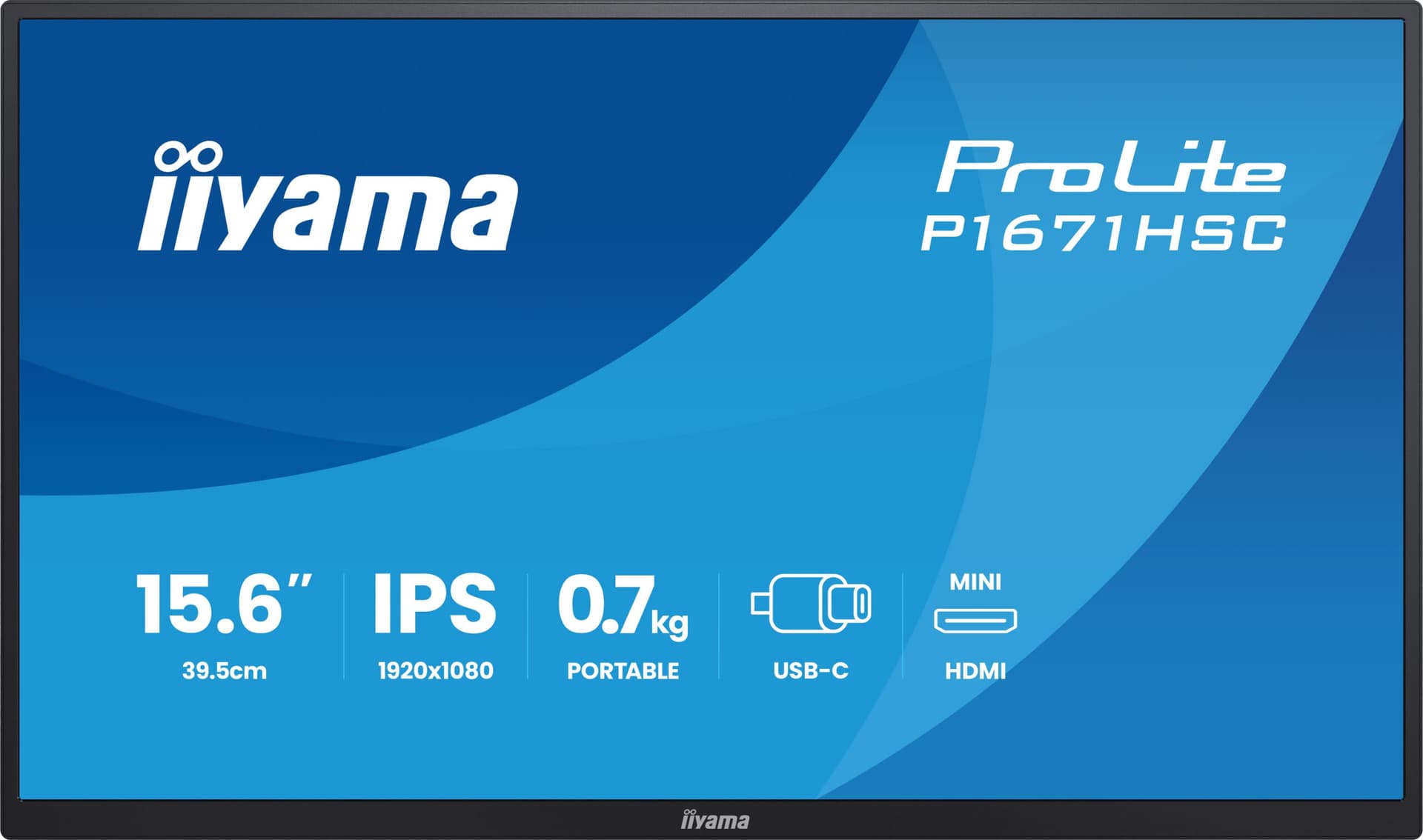 Monitor Portabil IPS LED Iiyama 15.6" P1671HSC-B1, Full HD (1920 x 1080), Mini HDMI (Negru) "P1671HSC-B1" — miniatură
