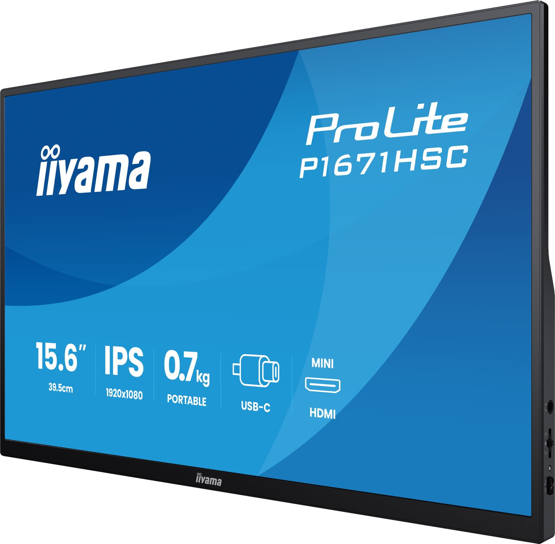 Monitor Portabil IPS LED Iiyama 15.6" P1671HSC-B1, Full HD (1920 x 1080), Mini HDMI (Negru) "P1671HSC-B1" — miniatură