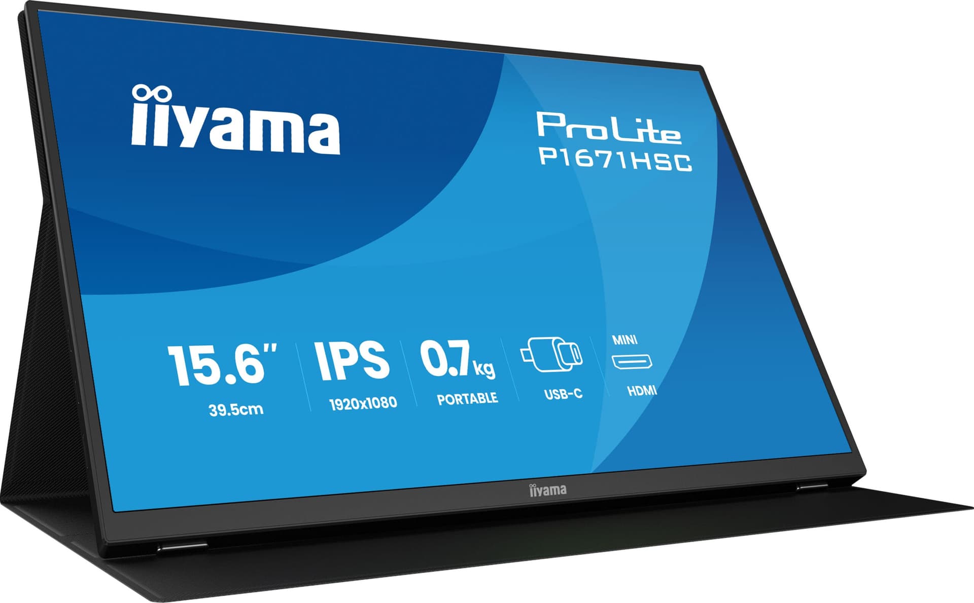 Monitor Portabil IPS LED Iiyama 15.6" P1671HSC-B1, Full HD (1920 x 1080), Mini HDMI (Negru) "P1671HSC-B1" — miniatură