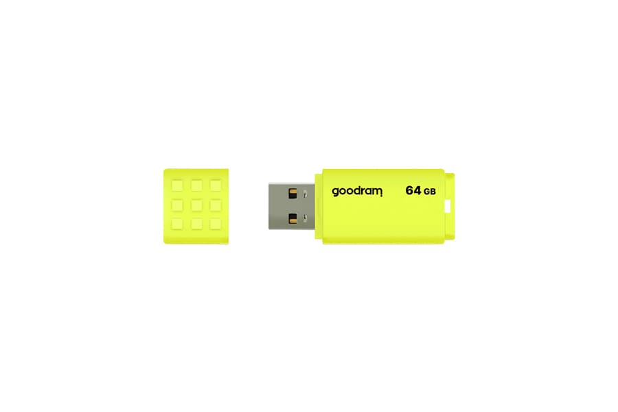 Memorie USB GOODRAM USB flash disk UME2 64GB USB 2.0 galben, Citire 20 MB/s, Sciere 5 MB/s "UME2-0640Y0R11" — miniatură