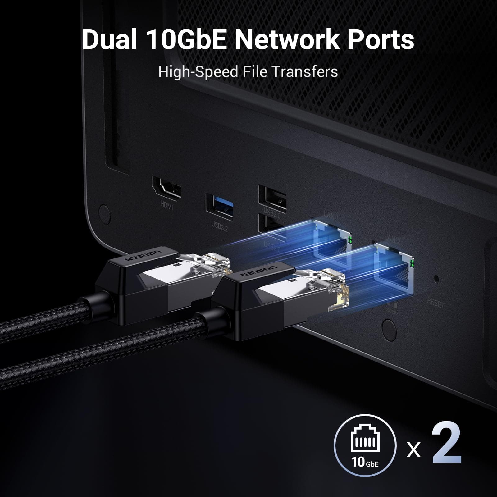 NAS Ugreen "DXP6800Pro", CPU i5 4.40 GHz, RAM DDR5 8Gb max 64Gb, SATA 24Tx6 si M.2 8Tx2, LAN 10Gbx2, 2xThunderbolt4, 2xUSB3, HDMI 2.1 8K, card reader, "25899B" - 6941876267514 — miniatură