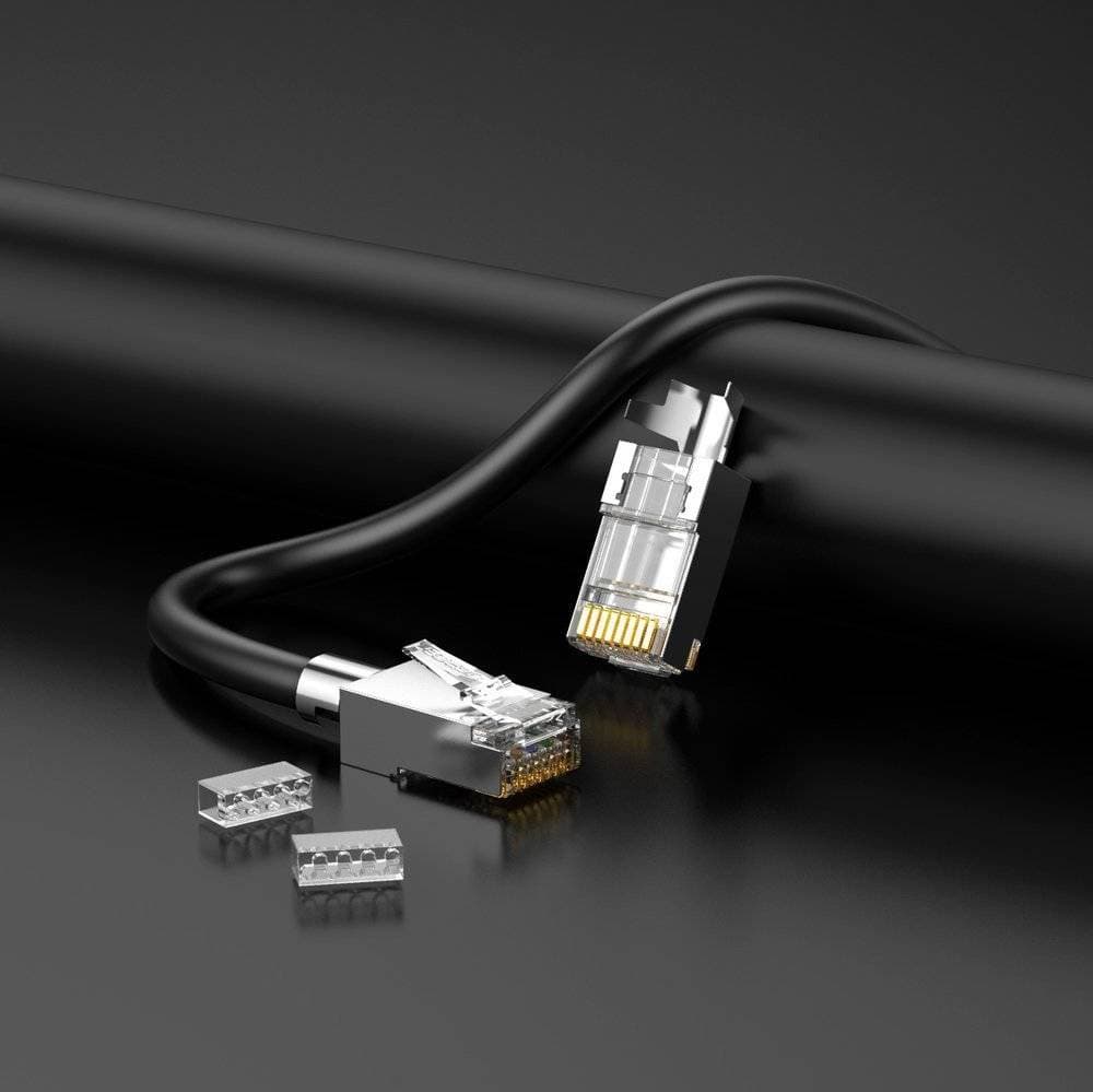 MUFA RJ-45 Ugreen, "NW123" pt. cablu UTP, Cat6A/7, RJ-45 (T), shielded plastic, 10 buc, "70316" - 6957303873166 — miniatură