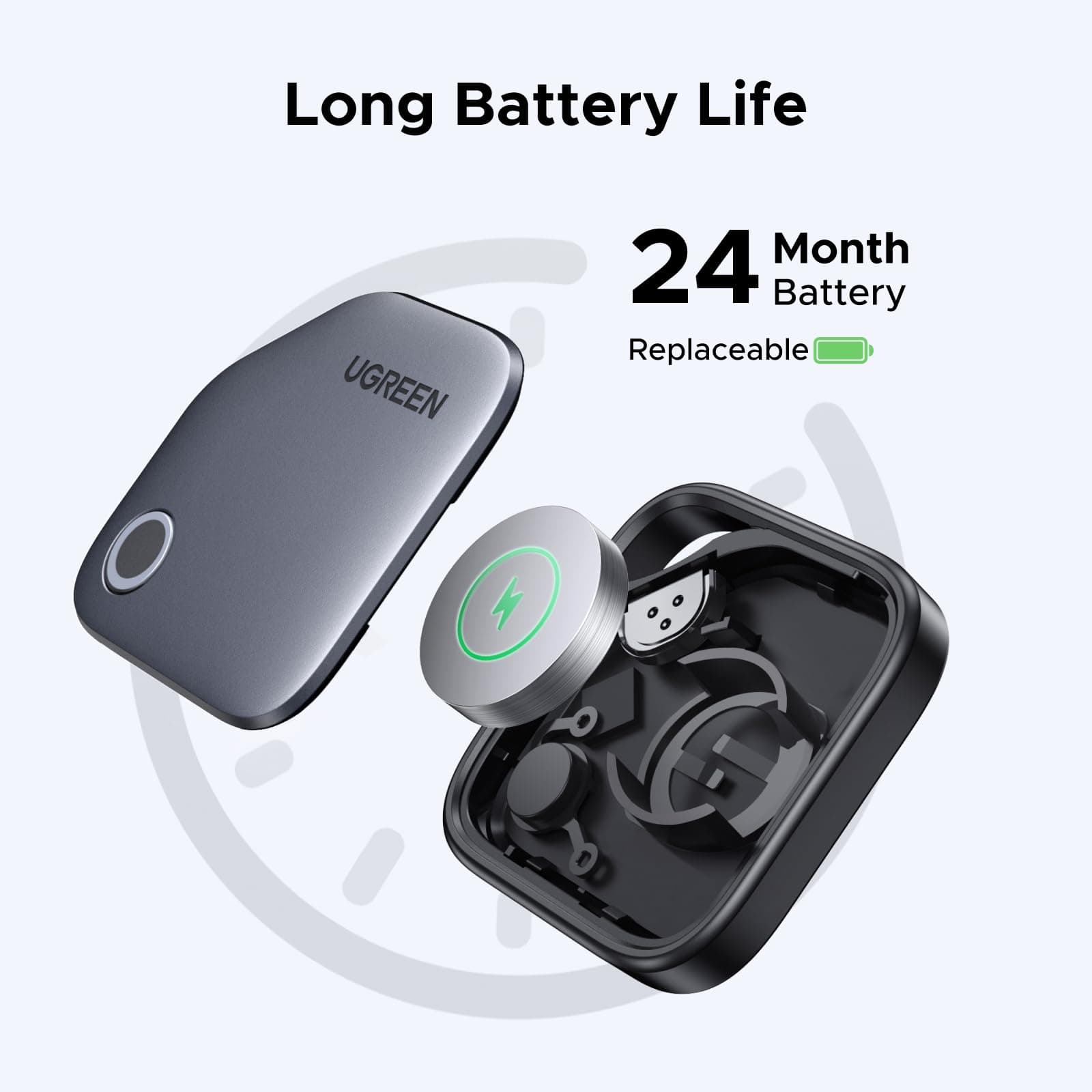 SMART TRACKER Ugreen "CM916", bluetooth 5, compatibil Android si IOS, baterie CR2032(nu este inclusa), gri "75646" — miniatură