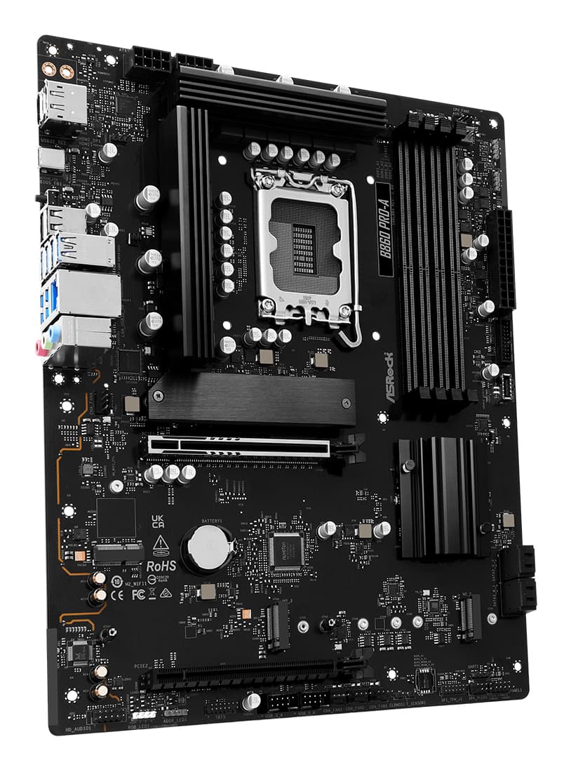 Placa de baza ASRock B860 PRO-A, Intel B860, LGA 1851, DDR5, ATX "90-MXBRN0-A0UAYZ" — miniatură