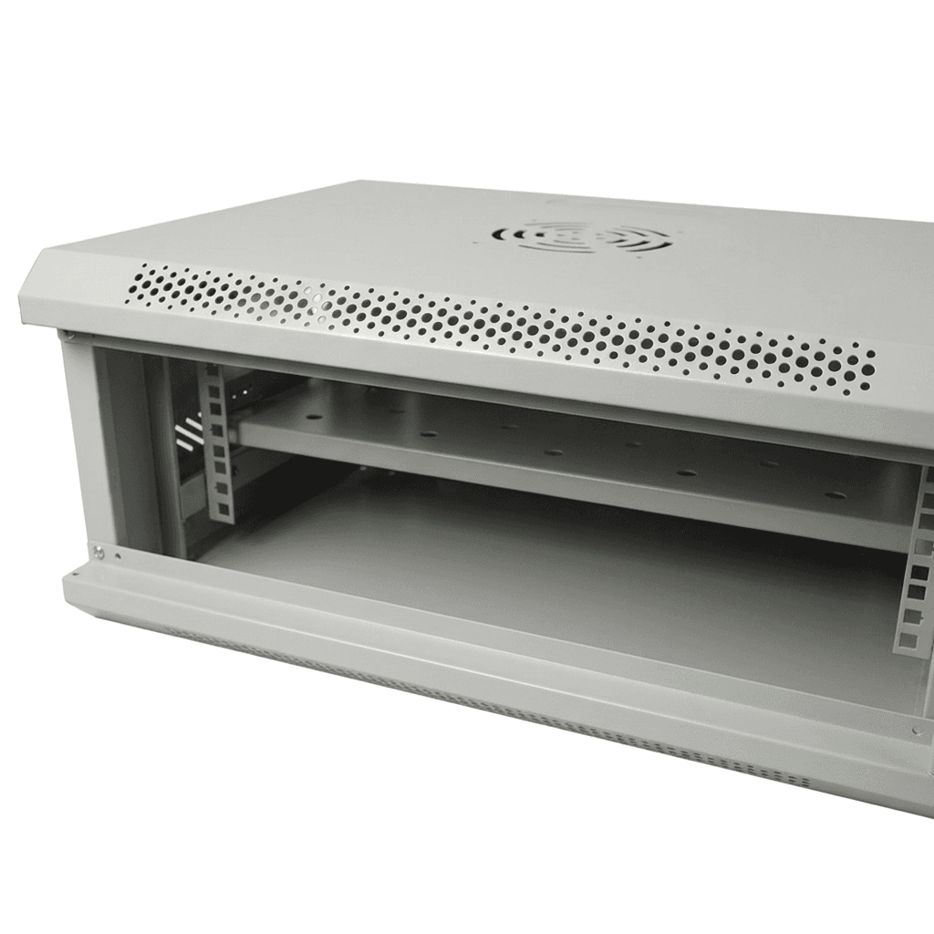 CABINET 19" SPACER 4U 500x400mm, fixare pe perete, Flatpack (dezasamblat), Grey, usa sticla cu blocare, panouri detasabile, otel 1mm, sarcina maxima 25Kg, contine un raft, "SPCW-4U-400-GR-02" — miniatură