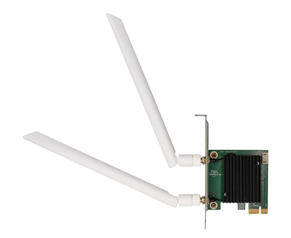 ADAPTOR RETEA D-LINK AX3000 Wi-Fi 6, dual band extern wireless 2.4 GHz | 5 GHz, Bluetooth 5.3, PCIe port, 3000 Mbps, 2 x antene externe, "AX30E" — miniatură